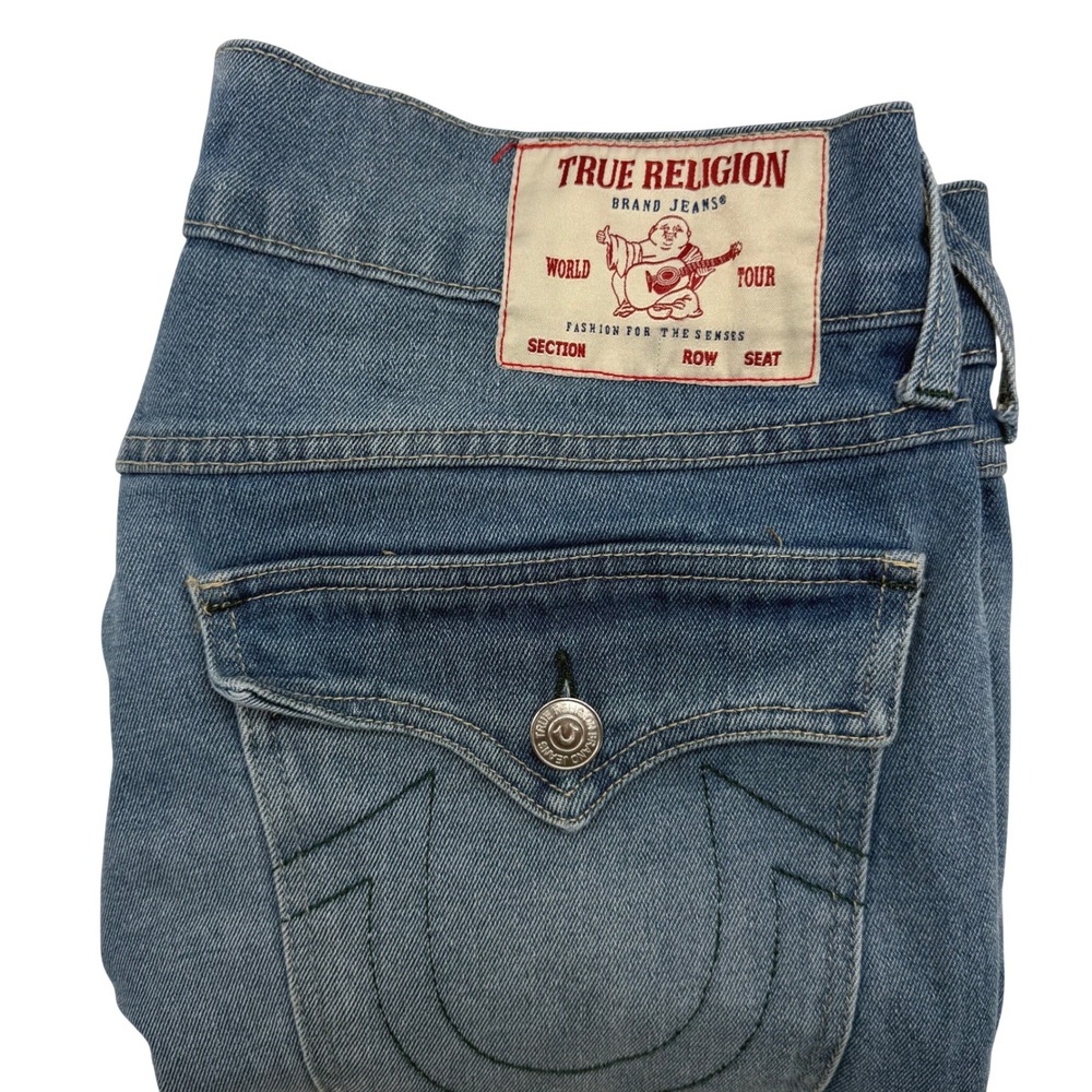 True Religion Ricky Relaxed Straight Jeans Mens 32 Blue Flap Pocket 50898-00